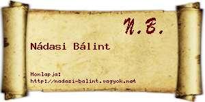 Nádasi Bálint névjegykártya